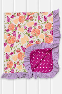  (REVERSIBLE) PUMPKIN & POLKA DOT  PRINTED BABY BLANKET. (SIZE: 35" BY 43") TZ-DLH1080K