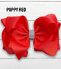 POPPY RED RHINESTONE HAIR BOW, 7" WIDE 5PCS/$10.00 BW-235-S