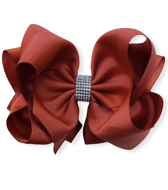 RUST DOUBLE LAYER 6.5" WIDE DOUBLE LAYER HAIR BOWS. 5PCS/$10.00 BW-780-S