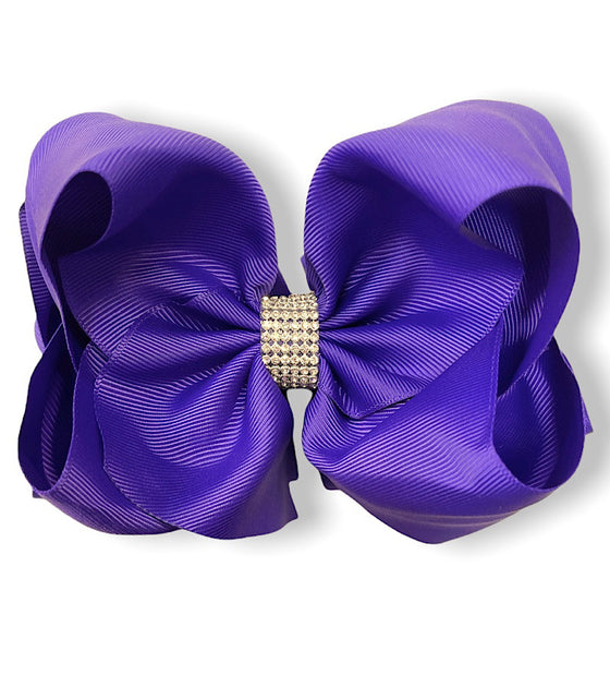 REGAL PURPLE BOWS W RHINESTONES 6.5'WIDE 5PCS/$10.00 BW-470-S