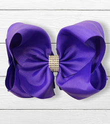  REGAL PURPLE BOWS W RHINESTONES 6.5'WIDE 5PCS/$10.00 BW-470-S