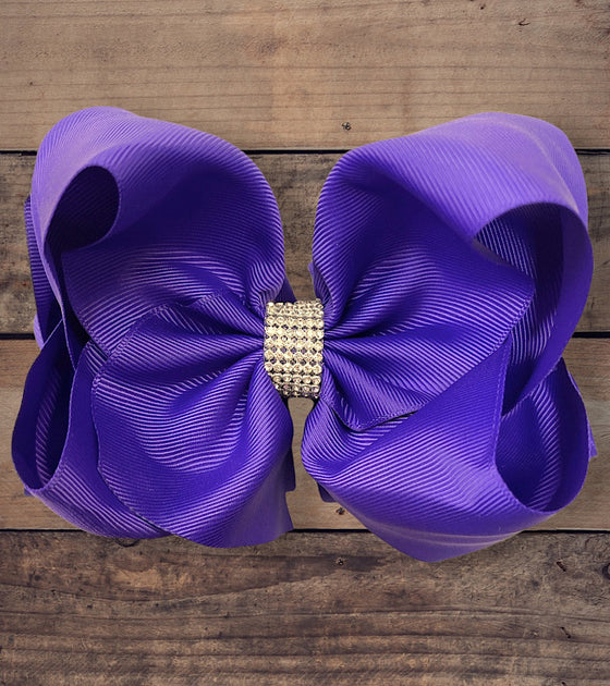 REGAL PURPLE BOWS W RHINESTONES 6.5'WIDE 5PCS/$10.00 BW-470-S