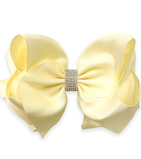 CANDLELIGHT DOUBLE LAYER HAIR BOW W/ RHINESTONES 6.5"WIDE (5PCS/$10.00)  BW-820-S