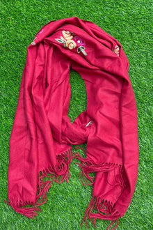  CASHMERE FEEL SHAWL FOR WOMEN W/ EMBROIDERY DETAIL.