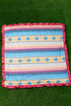 SERAPE MULTI-PRINTED BABY BLANKET W/ RUFFLE HEM. (35"BY 35") BKG25153008