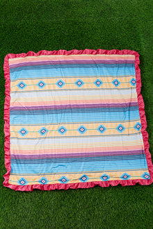  SERAPE MULTI-PRINTED BABY BLANKET W/ RUFFLE HEM. (35"BY 35") BKG25153008