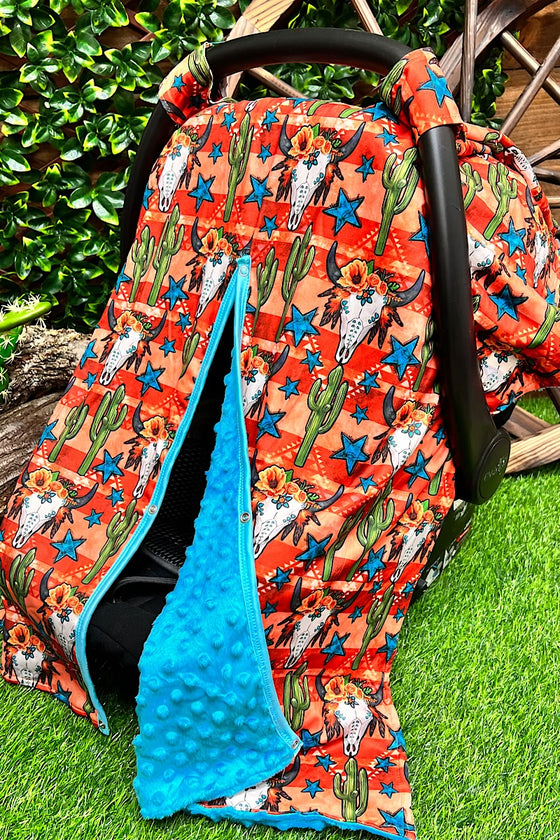 DESSERT CACTUS W/ BULL HEAD PRINTED CAR SEAT COVER. ZYTG15113008