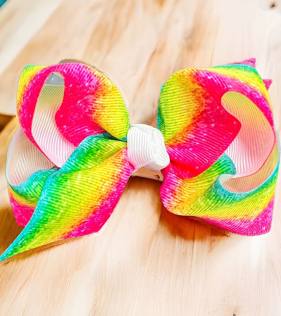 TIE DYE PRINTED   HAIRBOWS 12PCS BW-DSG-TIE DYE