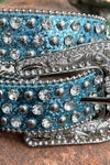 TURQUOISE RHINESTONE & GLITTERY BELTS FOR KIDS.  BELT-2021-J