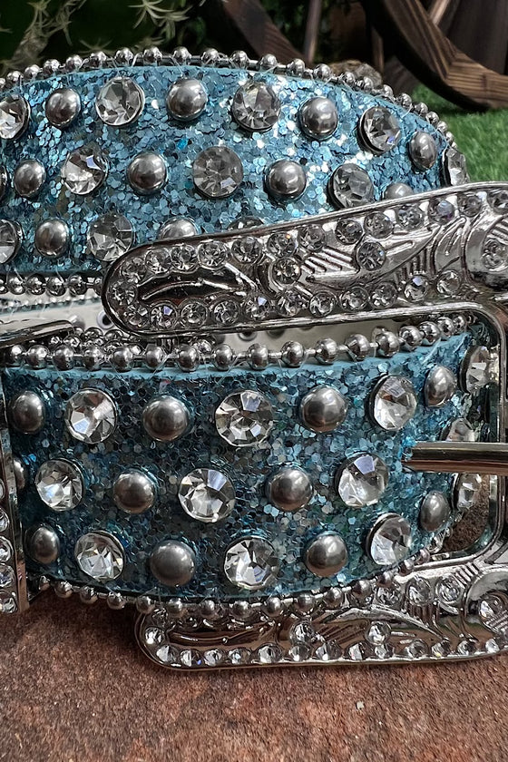 TURQUOISE RHINESTONE & GLITTERY BELTS FOR KIDS.  BELT-2021-J