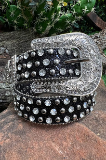  BLACK GLITTER RHINESTONE & GLITTERY BELTS FOR KIDS.  BELT-2021-L