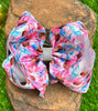 TIE DYE DR. PRINTE DOUBLE LAYER  HAIR BOWS WITH RHINESTONES. 7.5" WIDE 4PCS/$10.00 BW-DSG-784