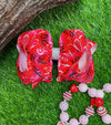 XO XO XO" VALENTINES XO PRINTED DOUBLE LAYER HAIR BOWS W/ RHINESTONES 7.5" WIDE 4PCS/$10.00 BW-DSG-787