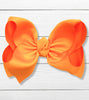 TANGERINE 7.5" WIDE HAIR BOWS. 12PCS/$18.00 BW-668-P