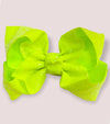 KEY LIME/NEON GREEN 7.5" WIDE BLACK SEQUINS HAIR BOWS. 5PCS/$10.00   BW-544-SQ