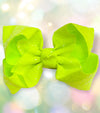 KEY LIME/NEON GREEN 7.5" WIDE BLACK SEQUINS HAIR BOWS. 5PCS/$10.00   BW-544-SQ