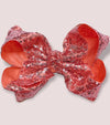 LT.CORAL sequins hair bows 7.5”wide 5pcs/$10.00 BW-238-SQ