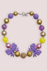 MULTI-COLOR  BUBBLE NECKLACE WITH 2 PURPLE SIDE BOWS  . 3PCS/$12.00 XL-02204