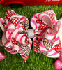 POLKA DOT & ANIMAL PRINTED DOUBLE LAYER HAIR BOWS W/ RHINESTONE. BW-DSG-791