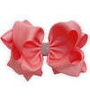 LT.CORAL DOUBLE LAYER RHINESTONE HAIR BOWS 6.5"WIDE 5PCS/$10.00 BW-238-S