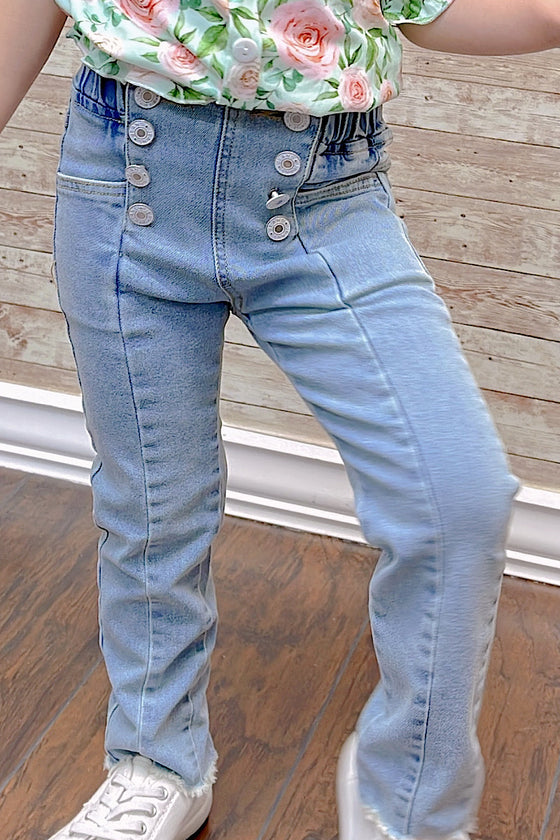 8 BUTTON DENIM PANTS WITH STRETCHABLE WAIST BAND. PNG251522059h-sol