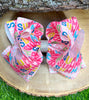 SUMMER PRINTED HAIR  BOWS. 7.5" WIDE 4PCS/$10.00 BW-DSG-662