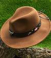 MOMMY & ME BROWN HAT WITH EMBROIDERED BAND.  HAT-2022-D