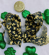 GOLDEN TREVOL PRINTED DOUBLE LAYER HAIR BOWS W/ RHINESTONE.  4PCS/$10.00BW-DSG-100