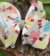 COLOR PENCIL/HAT PRINTED DOUBLE LAYER HAIR BOWS. 4PCS/$10.00 BW-DSG-811