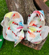 COLOR PENCIL/HAT PRINTED DOUBLE LAYER HAIR BOWS. 4PCS/$10.00 BW-DSG-811