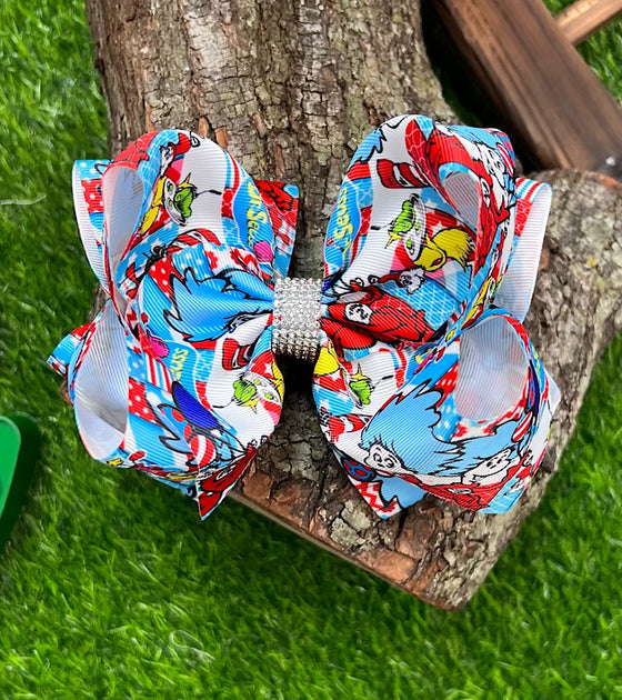 1,2 CHARACTER PRINTED DOUBLE LAYER HAIR BOWS. 4PCS/$10.00 BW-DSG-813