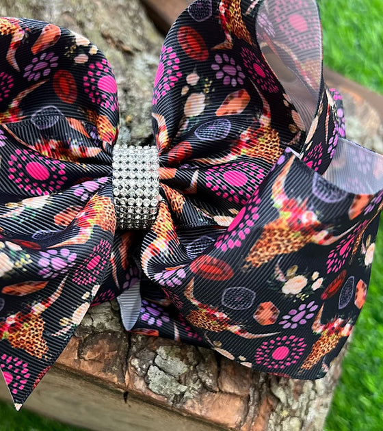 COW SKULL & PINK CONCHO PRINTED DOUBLE LAYER HAIR BOWS. 4PCS/$10.00 BW-DSG-820