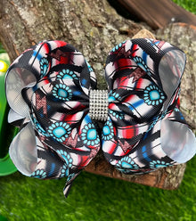  STRIKE & CONCHO PRINTED DOUBLE LAYER HAIR BOWS. 4PCS/$10.00 BW-DSG-819