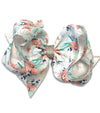 TROPICAL FLOWER PRINTED HAIR BOW. 7.5" WIDE DOUBLE LAYER. 4PCS/$10.00 BW-DSG-213
