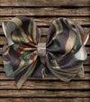 CAMOUFLAGE PRINTED HAIR BOW. 7.5" WIDE DOUBLE LAYER. 4PCS/$10.00 BW-DSG-348