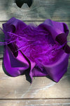 PLUM DOUBLE LAYER FEATHER HAIR BOWS. 7.5" WIDE 4PCS/$10.00 BW-285-F