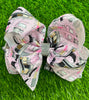 EYELASHES & LIPSTICK PRINTED ON PINK HAIR BOW. 7.5" WIDE 4PCS/$10.00 BW-DSG-637