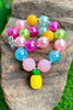 MULTI-COLOR BUBBLE NECKLACE WITH PINEAPPLE PENDANT. 3PCS/$12.00 ACG251522079