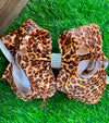 ORANGE TONE ANIMAL PRINTED DOUBLE LAYER HAIR BOWS. 7.5" WIDE 4PCS/$10.00 BW-DSG-766