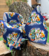 NAVY BLUE WESTERN PRINTED DOUBLE LAYER HAIR BOWS. 7.5" WIDE 4PCS/$10.00 BW-DSG-769