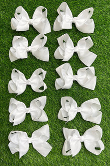  WHITE 5.5" INCH HAIR BOWS 12PCS/$6.50 BW-029-5