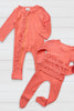 CORAL  BABY ROMPER WITH RUFFLE BUTT. LC-CXPF-219-613066 jean