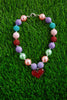 MULTI-COLO BUBBLE NECKLACE WITH RED HEART PENDANT. 3PCS/$15.00 ACG051523017